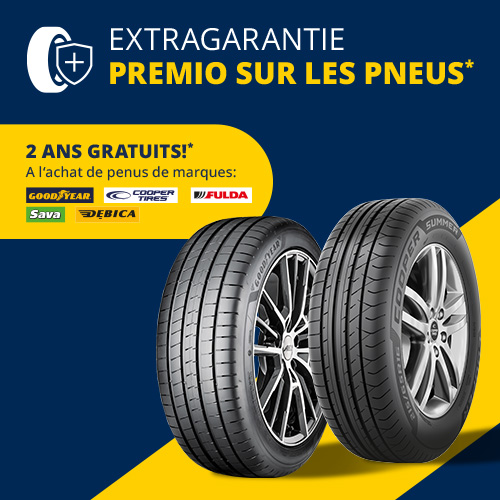 Garantie supplémentaire sur les pneus Goodyear, Cooper, Fulda, Sava, Debica