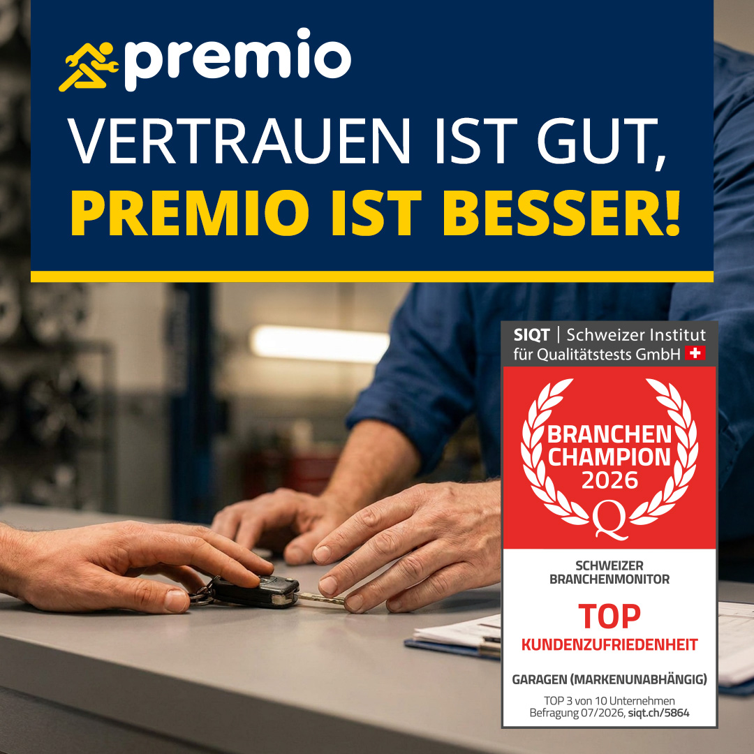 SIQT Siegel Branchen Champions_TOP 3 Kundenzufriedenheit Garagen (markenunabhängig) Premio Reifen + Autoservice